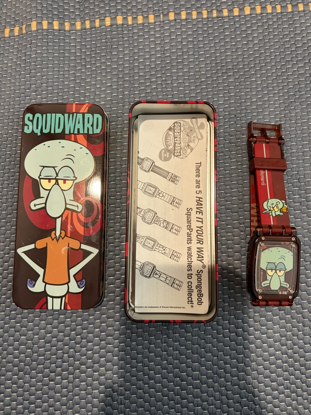 Squidward Kids' Watch with Tin Case - Red & Teal from 2004 Vintage